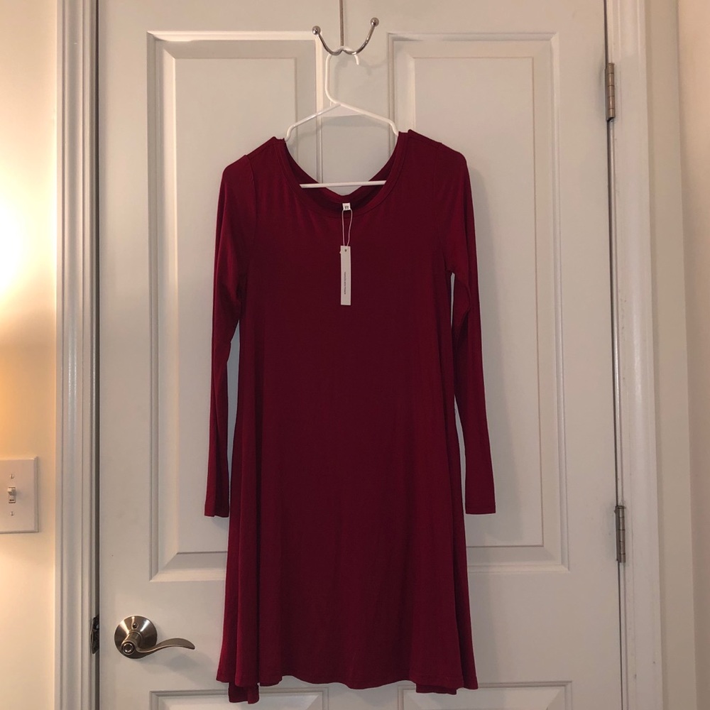 Maroon Long-sleeve Dress